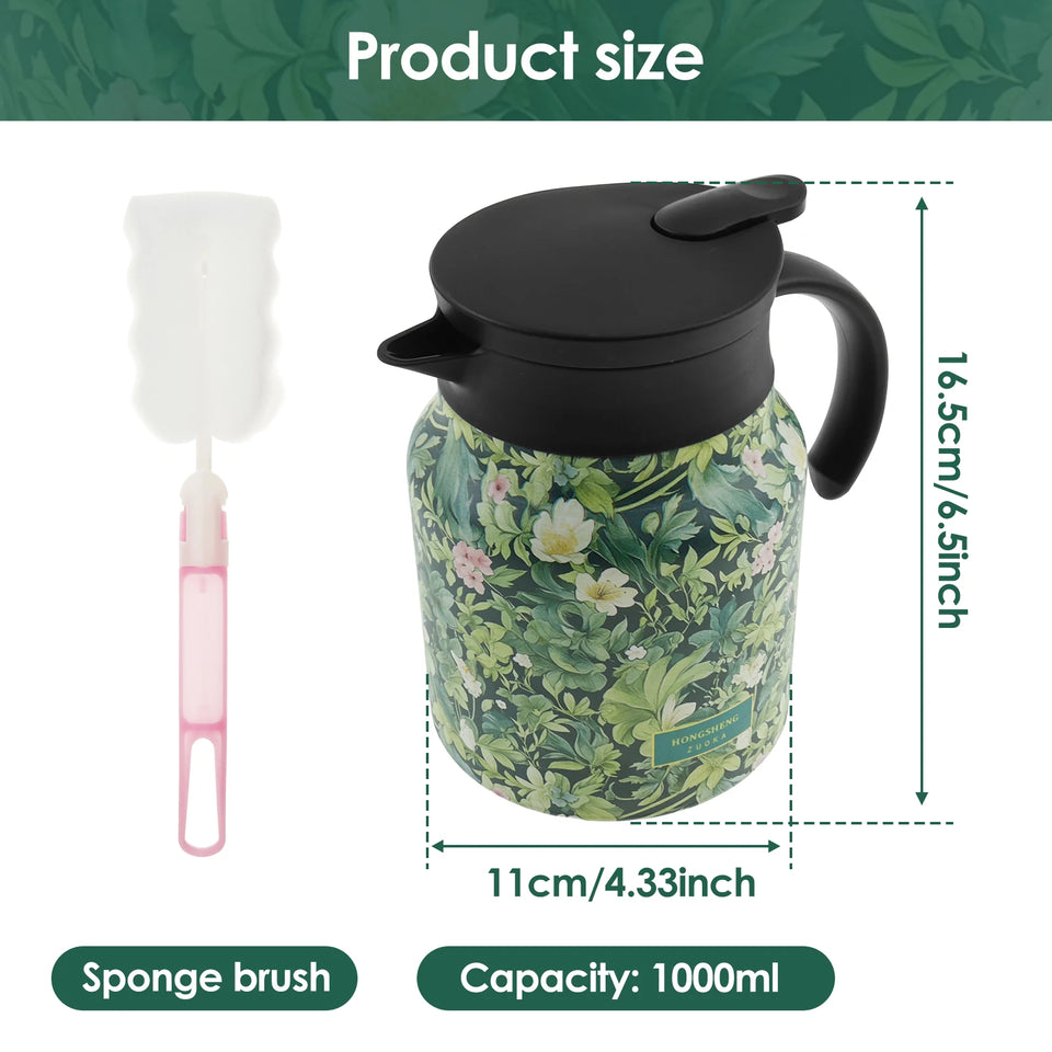 Vintage Floral Tea Thermos Stainless Steel Tea Kettle Drip-Proof Tea Pot With Tea Infuser Mini Thermo Coffee Pot Home Teaware