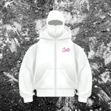 Men's Balaclava Zip Hoodie with Face Mask Winter Warm Zipper Sweatshirt Oversized Hooded Sports Jacket for Outdoor Activities