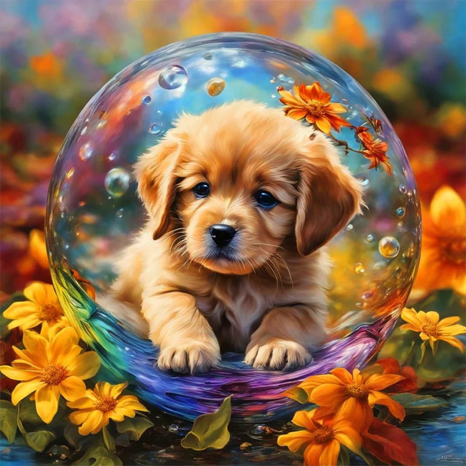 Huacan New Arrivals Diamond Painting Animal Dog Diy Full 5d Mosaic Flower Rhinestone Pictures at Home Decor Craft Kit