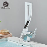 Bathroom Basin Faucet Brass Deck Mounted Mixer Taps Single Handle Single Hole Hot Cold Water Mixers Tap