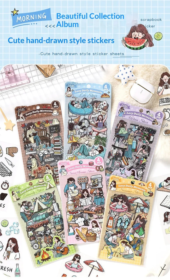 JIANWU Good Collection Book Series Vintage Life Character Landscape Material Collage PET Sticker Creative DIY Journal Stationery