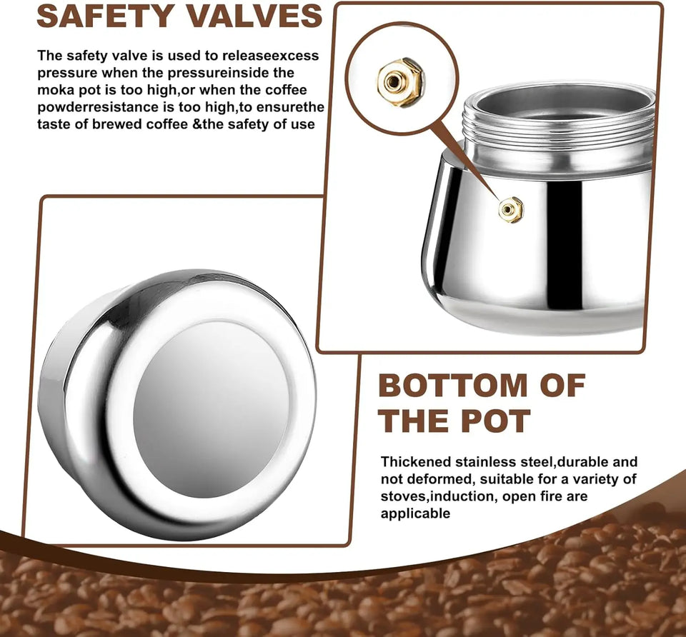 Stovetop Espresso Maker Stainless Steel Moka Pot Stove Top Percolator Italian Coffee Makers Capable Mocha  Cafe Classic  Cooker