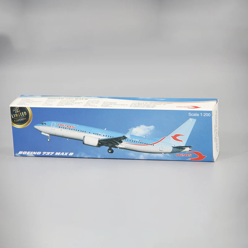 1:200 Scale B737 MAX8 neos Airlines ABS Plastic Airplane Aircraft Plane Model Toy Assembly Resin for Collection