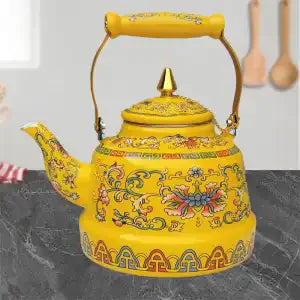 1.7L Tibetan Style Porcelain Enameled Teapot Chinese Ethnic Characteristic Milk Tea Infuser Enamel Boiling Water Kettle