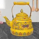 1.7L Tibetan Style Porcelain Enameled Teapot Chinese Ethnic Characteristic Milk Tea Infuser Enamel Boiling Water Kettle