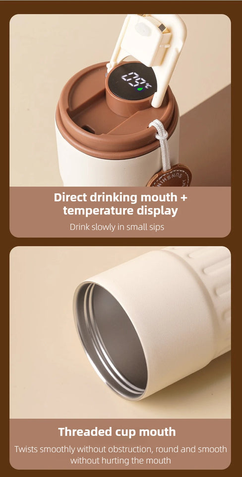 Smart Temp Display Stainless Steel Tumbler Thermal Mug Vacuum Insulated Coffee Cup Travel Thermos Cups Hot Water Bottle for Tea