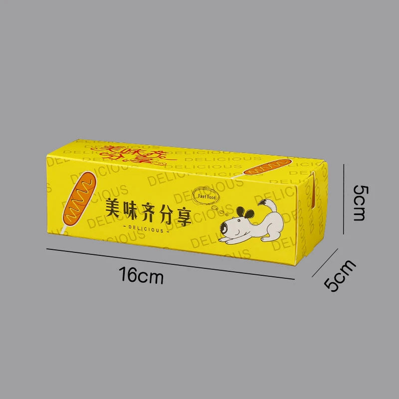 100pcs/lot Hot Dog Packaging Box Sausage Snack Food Boat Boxes Disposable Party Food Serving Tray Catering Takeaway Paper Box