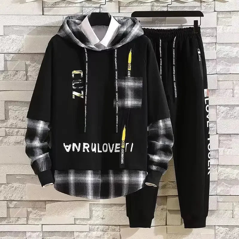 Top White Sports Suits Alphabet Pants Sets Sweatshirt Men's Clothing Plaid T Shirt Man Original Sweatpants Tracksuit Brands Xl