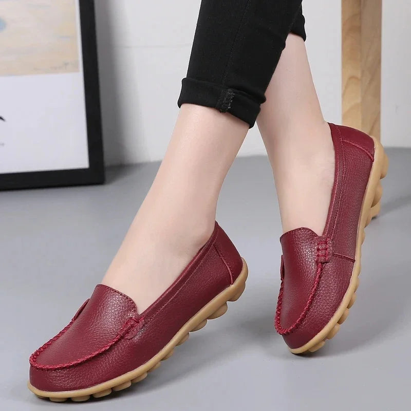 Women Flats Ballet Shoes Woman Cut Out Leather Breathable Moccasins Women Boat Shoes Ballerina Ladies Casual Shoes