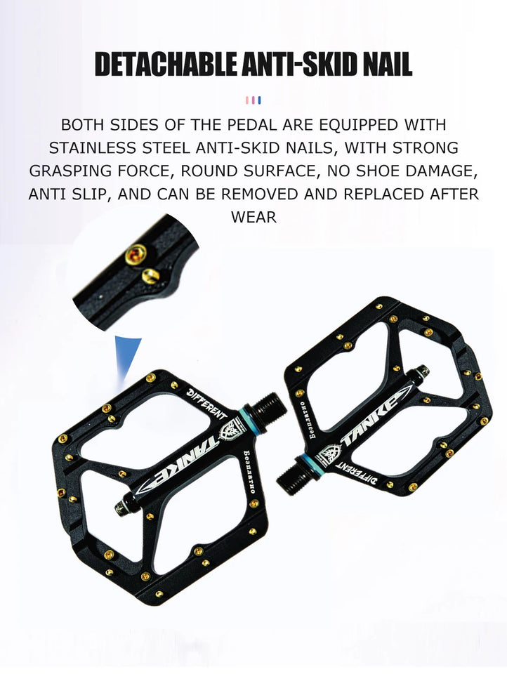 TANKE MTB Pedals Lightweight Aluminum Alloy Non-slip Bicycle Pedal (10 Non-Slip Pins/Side)with Grease&Bearing Bike pedal TP-50