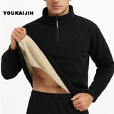 Men’s Quarter Zipper Fleece Sherpa Lined Sweatshirt Winter Warm Thick Fashion Pullover Tops Loungewear 8XL Plus Size