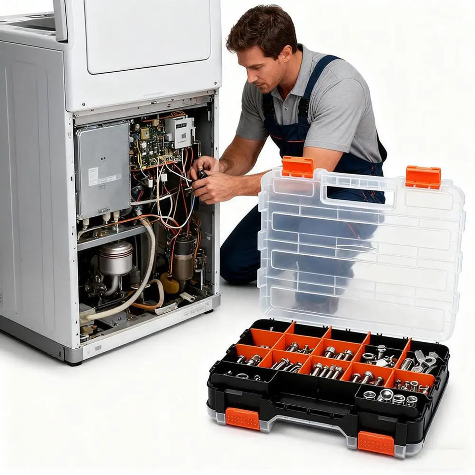 Hardware Organizer Box 34 Compartments Organizer W/ Removable Dividers Double Side Screw Organizer For Nuts, Bolts Screws Nails