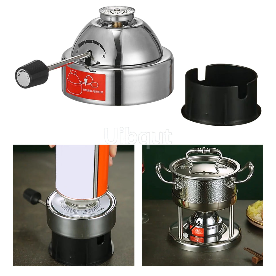 Butane Mini Burner Portable Gas Burner Inflatable Coffee Brewing Stove with Gas Valve Pipe Butane for Trekking Hiking and Picnic