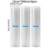 3 rolls of 3m vacuum sealed bag, free of bisphenol A, seven layer co extruded diamond grain food packaging bag
