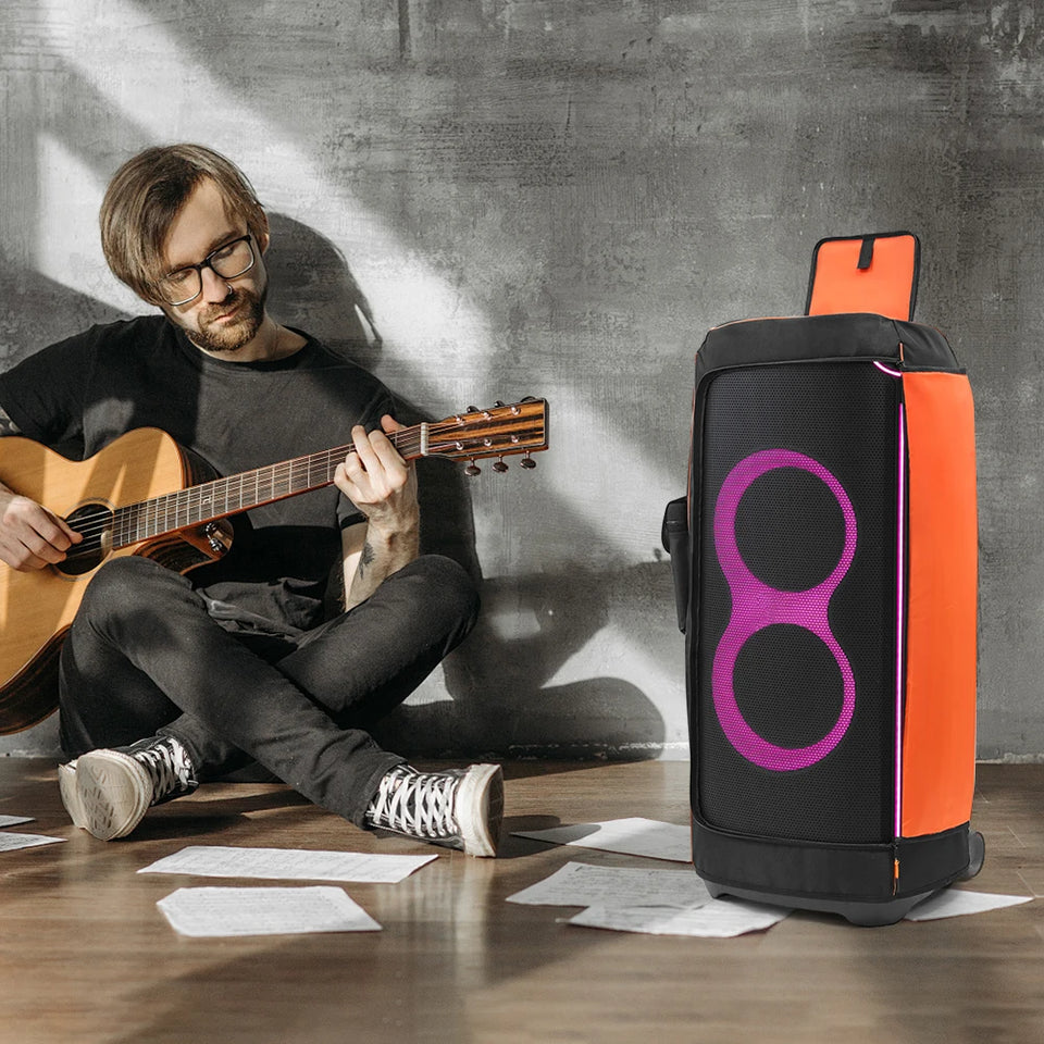 Dust Case Waterproof Speaker Case Slip Sleeve Nylon Fabric Multifunction Bag with Side Storage Pocket for JBL Partybox