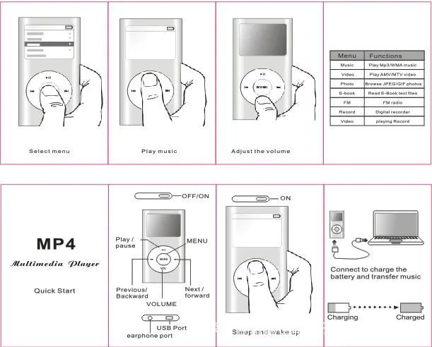 Portable MP4 FM card insertion Bluetooth player MP3 USB Charger Player FM Radio Recorder Lossless Sports Hifi Music Player
