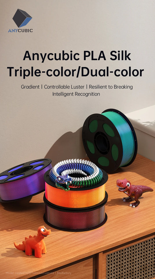 ANYCUBIC Dual-Color Silk Filament Silk Texture FDM 3D Printer PLA Filament Shine Bright Multicolor Silk 3D Printing Material