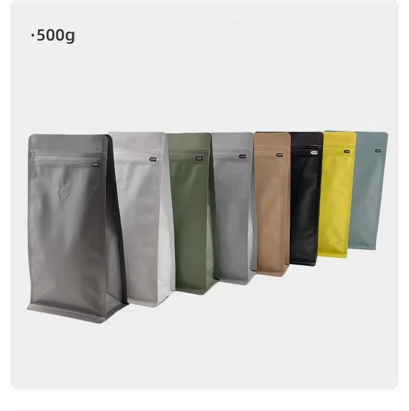 StoBag 20pcs 250g Color Matte Coffee Beans Bag Packaging with Valve Aluminum Sealed for Powder Nuts Storage Reusable Pouches