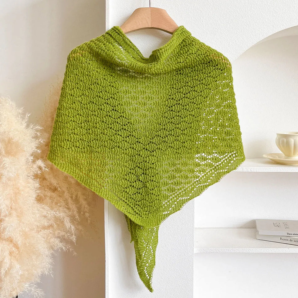 Korean Hollow Out Knitted Shawl Summer Air Conditioning Fake Collar Neck Guard Knit Thin Knotted Cape Shoulder Scarf For Women