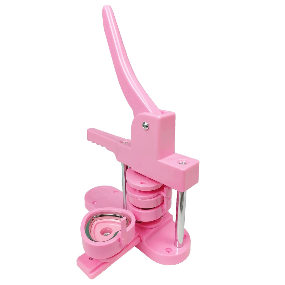 Heart-Shaped Button Maker Machine, DIY Pin Button Maker Press Machine Kit (Pink) Great gift