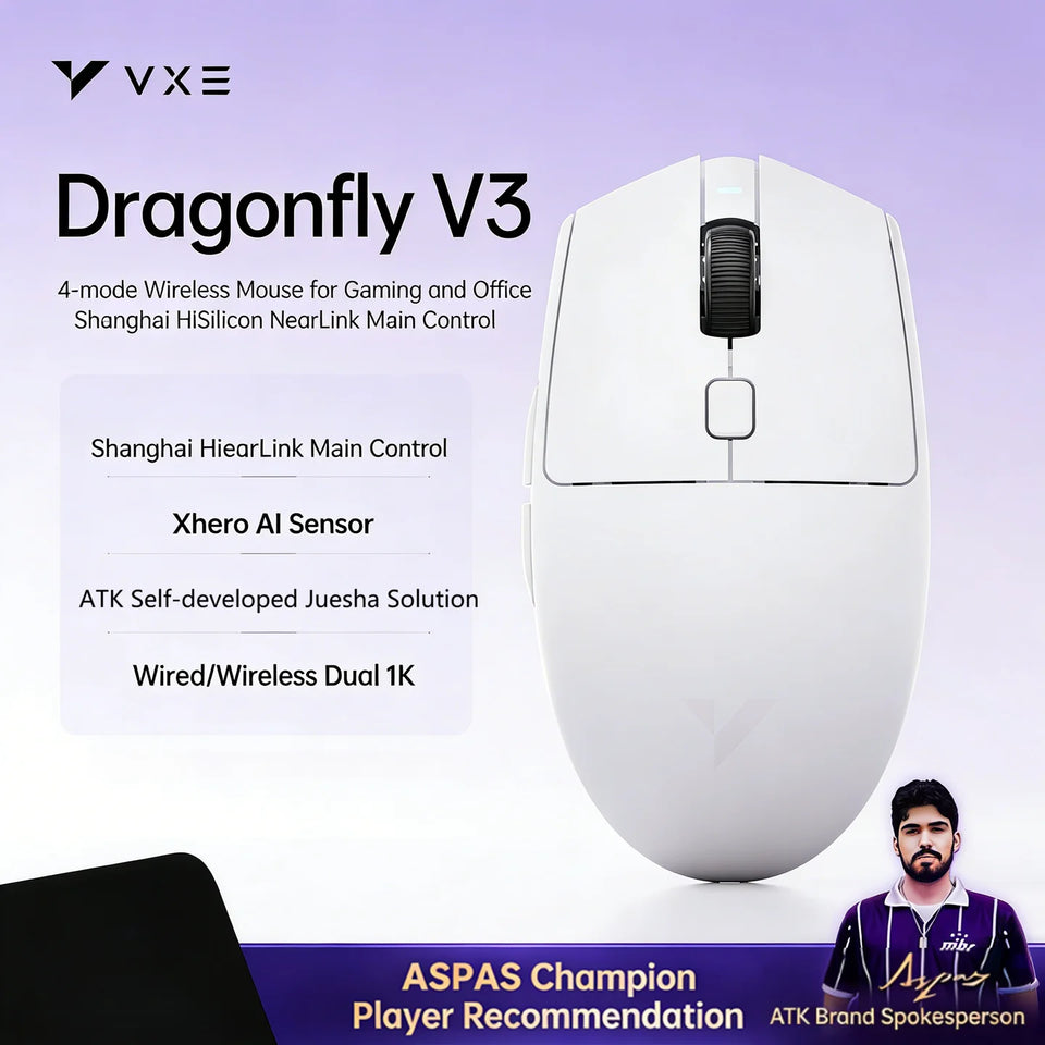 VXE Dragonfly V3 Series Wireless Gaming Mouse Rechargeable Lightweight Mice ATK VXE V3 PRO PAW3395SE Custom Esport Mouse for FPS