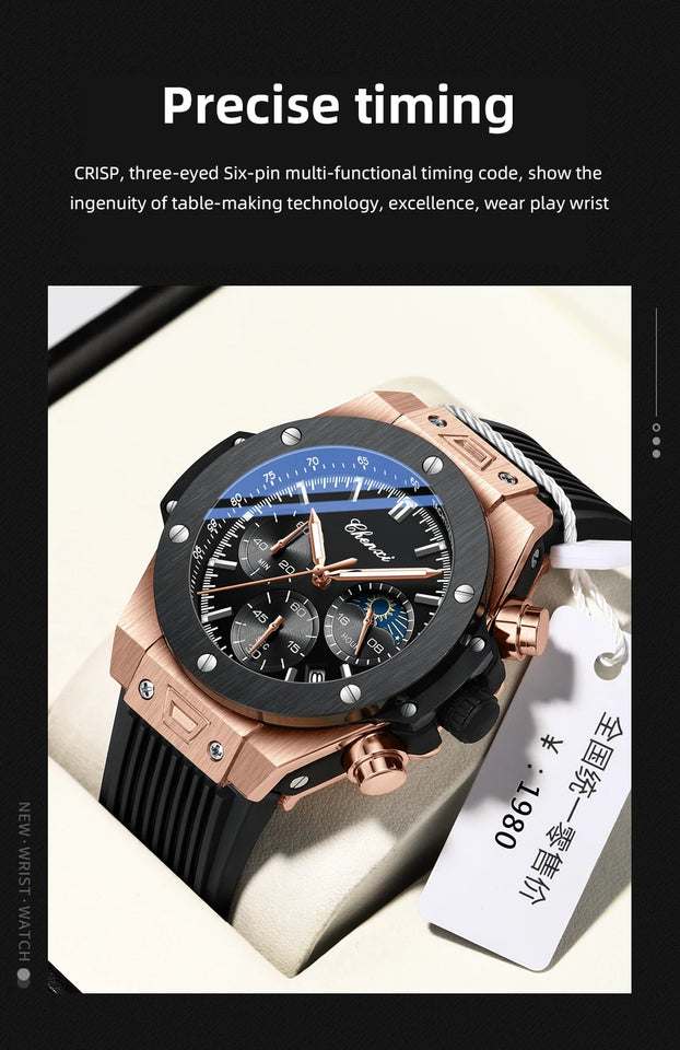 CHENXI Top Brand Luxury Watches for Mens Creative Fashion Luminous Dial with Chronograph Clock Male Casual Wristwatches