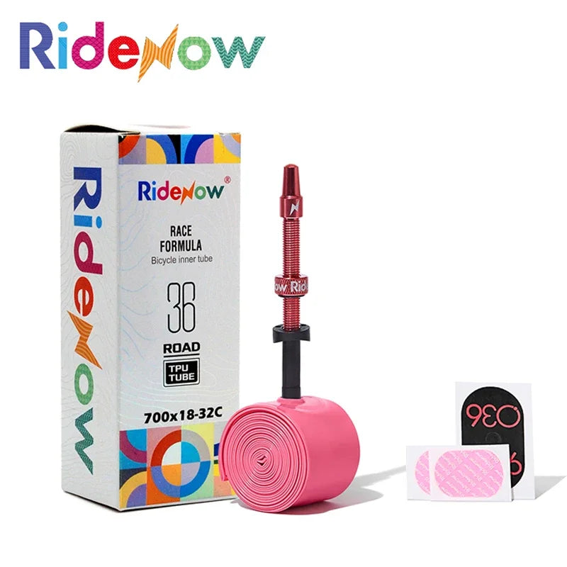 RideNow Metal Nozzle Tpu Inner Tube Removable Valve Cores External Thread Tube 700Cx18-32C/32-47C Road Bike &Gravel Presta Valve