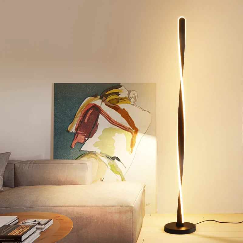 spiral Floor Lamp Modern Long Line Floor Lamp For Living Room Sofa Bedroom Study Living Room Home white standing  Floor Lamp