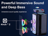 T10-T Wireless Bluetooth Speaker, Karaoke Machine with 2 Microphone, Home Karaoke Party Speaker with Led Light, Stage Subwoofers