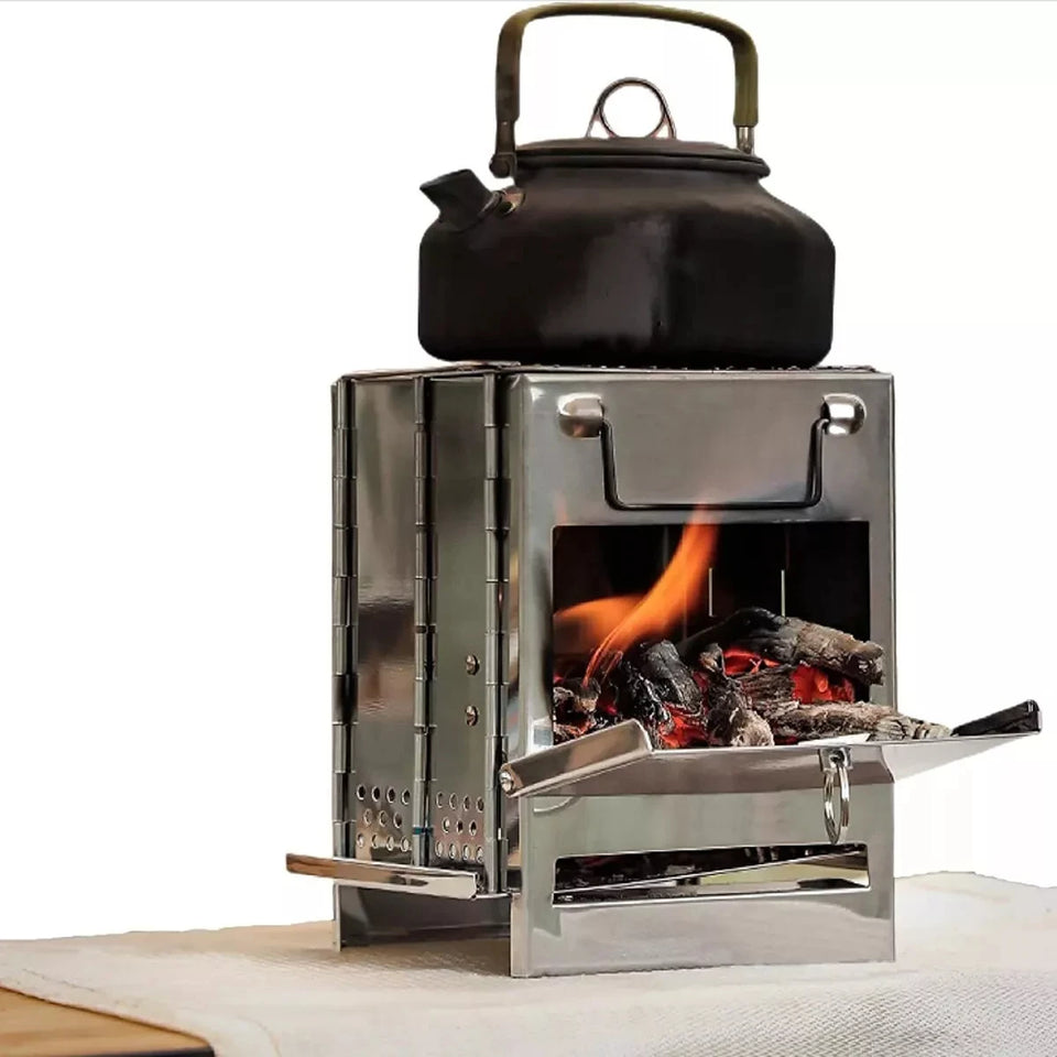 Stainless Steel Wood-burning Stove Lightweight Compact Camping Stove Portable Folding Wood Stove For Outdoor Camping Hiking