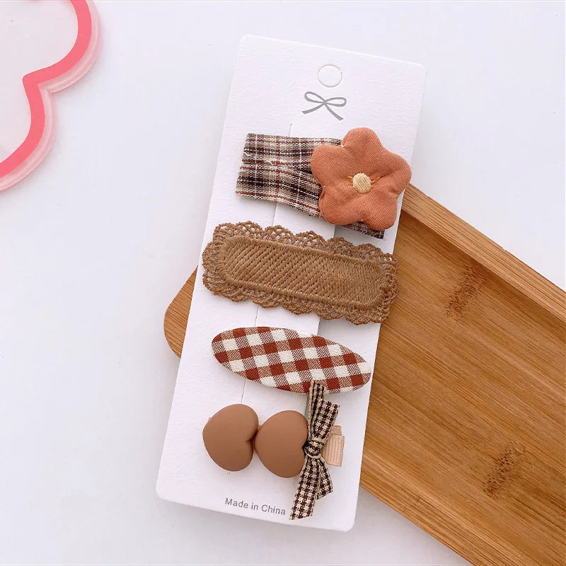 Coffee Warm Color Cute Cartoon Princess Hairpins Children Girls Kid Hair Clips Barrettes Accessories Hairclip Headwear Headdress