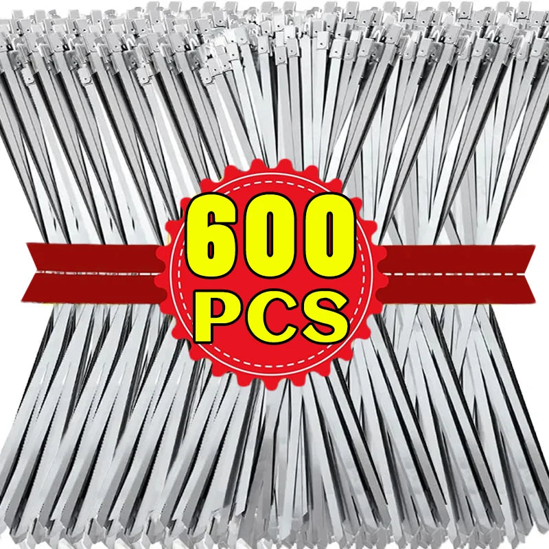 Metal Cable Ties Stainless Steel Self Locking Fastening Rings Heavy Duty Cables Tie Strap Exhaust Wrap Organizer For Home Office