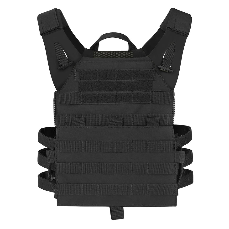 KRYDEX 500D Nylon Tactical Vest Jumpable Plate Carrier MOLLE Front Flap Panel Backpack Hunting Ranger Green Camo Men's Vest