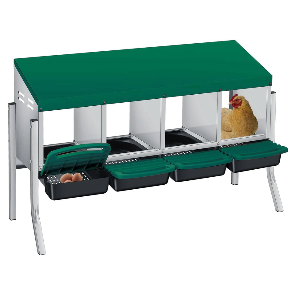 Multi-Compartment Metal Chicken Nesting Box Automatic Roll-Out Egg Collection Waterproof Steel Laying Box for Hens Ducks Rabbits