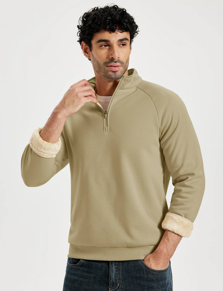TACVASEN Heavyweight Quarter Zip Pullover Mens Winter Sherpa Lined Athletic Warm Sweatshirt Casual 1/4 Zip Golf Fleece Sweater