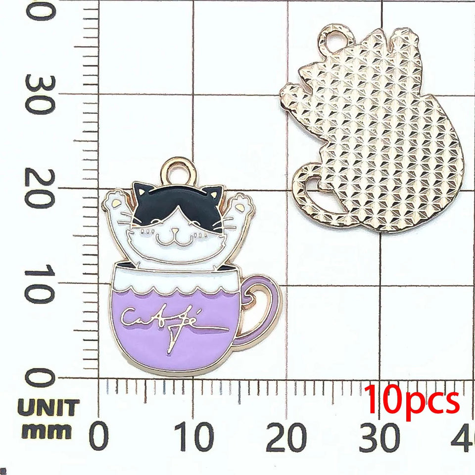 10/20pcs Coffee Charms Alloy Coffee Cup, Coffee Bean Design Pendants for DIY Bracelet Necklace Jewelry Making Accessories