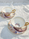 Classical Porcelain Cup&saucer 220ml Gold-plated Coffee Mug Water Mugs Dining Table Afternoon Tea Teacup Fruits Juice Cup