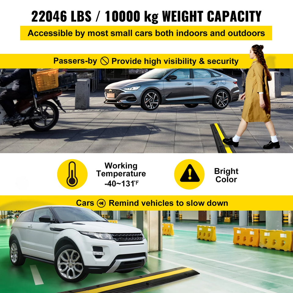 SucceBuy Modular Rubber Speed Bump 1 Channel Driveway Cable Protector Ramp Wire Cover Cord Guard for Parking Lot Warehouses Use
