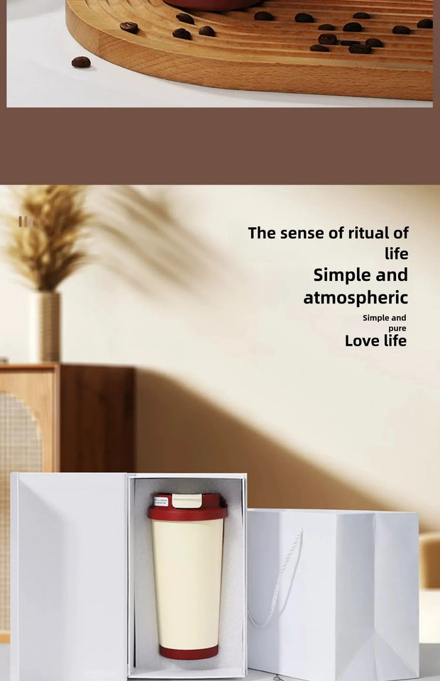 Ceramic Lined Insulated Cup Travel Coffee Cup with Sealed Lid Reusable Ceramic Lining High Aesthetic Value
