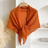 Korean Hollow Out Knitted Shawl Summer Air Conditioning Fake Collar Neck Guard Knit Thin Knotted Cape Shoulder Scarf For Women