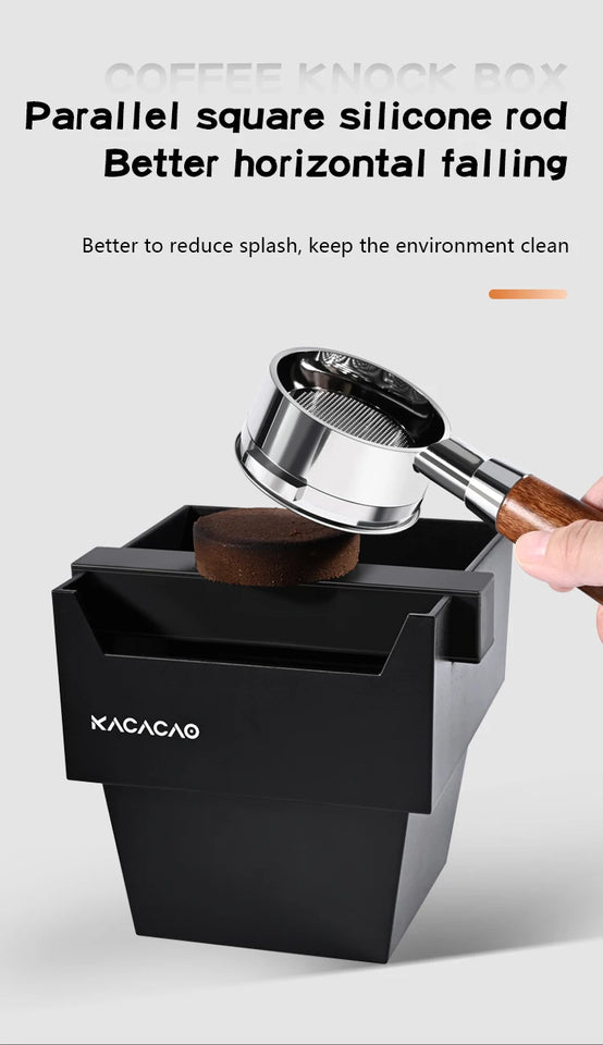 KACACAO Coffee Knock Box Espresso Grounds Container Dump Bin Bucket Anti Slip Powder Beveled Residue Barista Accessories Tools