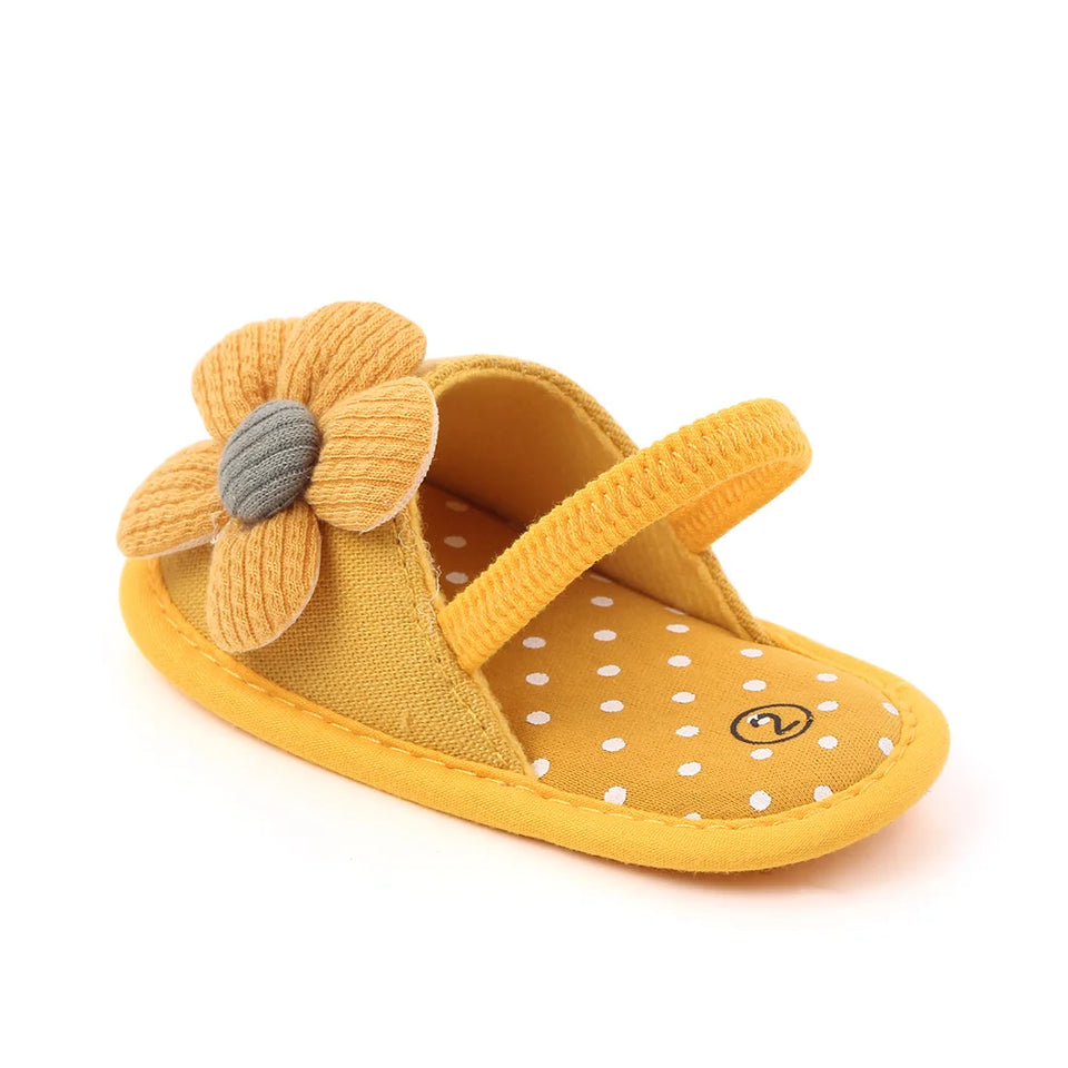 Baby Sandal with Hairband Cute Flower Design Soft Cotton Sandal for Spring and Summer Baby Girl 0-18M
