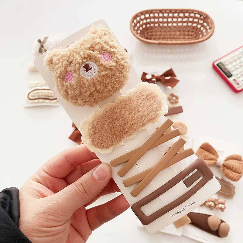 Coffee Warm Color Cute Cartoon Princess Hairpins Children Girls Kid Hair Clips Barrettes Accessories Hairclip Headwear Headdress