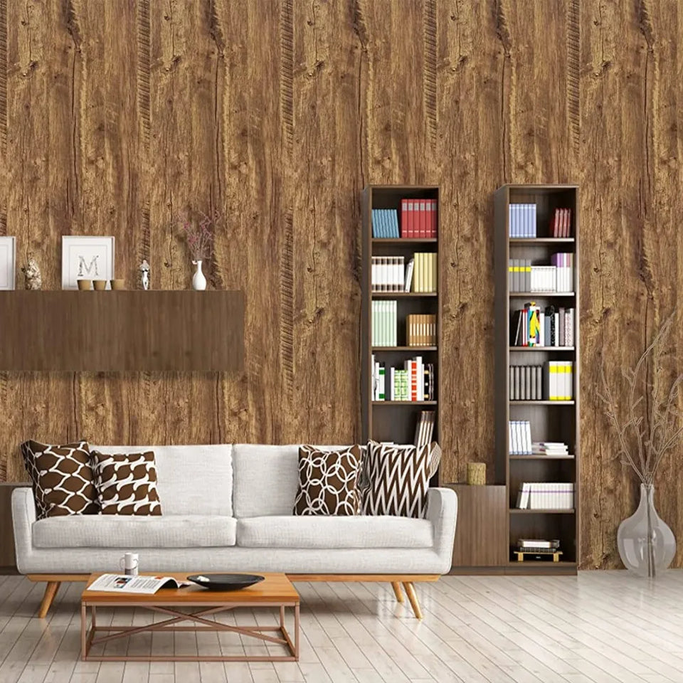 55cm Width Waterproof Vinyl Wood Grain Stickers Self Adhesive Wallpaper for Wardrobe Cupboard Table Closet Bedroom Home Decor