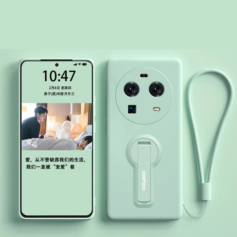 Silicone Phone Case for OPPO Find X6 X9 X8 X7 X5 X3 Pro Ultra Case Soft Back Cover With Holder Bracket Screen Protector