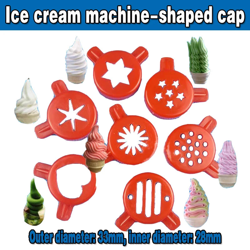 Ice cream machine accessories Flower mouth Red Shaped hat Ice cream cone machine Discharge port Flower mouth Magic head