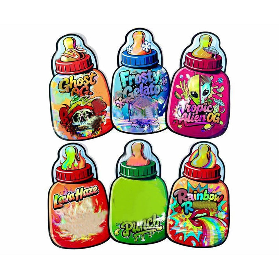 3.5G Die Cut Bottle Shaped Package Empty Irregular Designer Mylar Bags Plastic Storage Pouch Smell Proof 3.5 Packaging Hreb Case