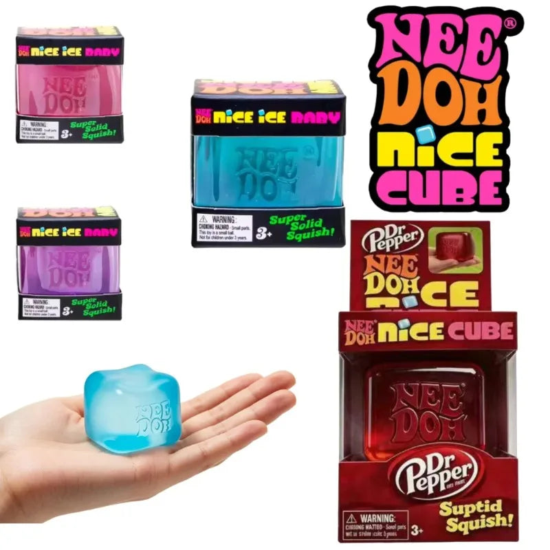 Cute NeeDOH Squishy Cube Fidget Toy, Effective Stress Relief Gadget for Children and Adults