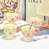 Girls Souvenir Coffee Mug Household Ceramic Cup High Quality Cup Mugs Coffee Miilk Cups Water Cup Birthday Gift Creative Flower
