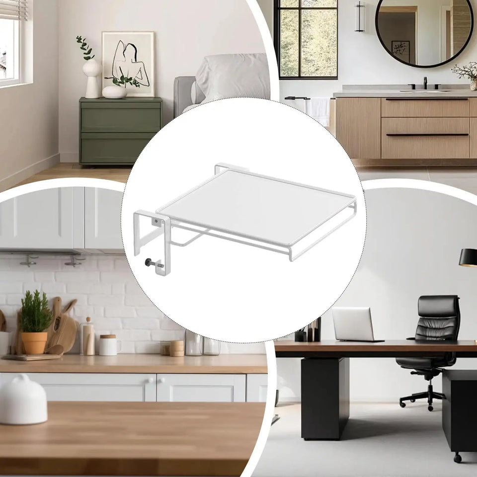 Cabinet Foldable Wall Desk Laundry Floating Table Space-Save Kitchen Shelf With Towel Rack Countertop Cabinet Extension Storage